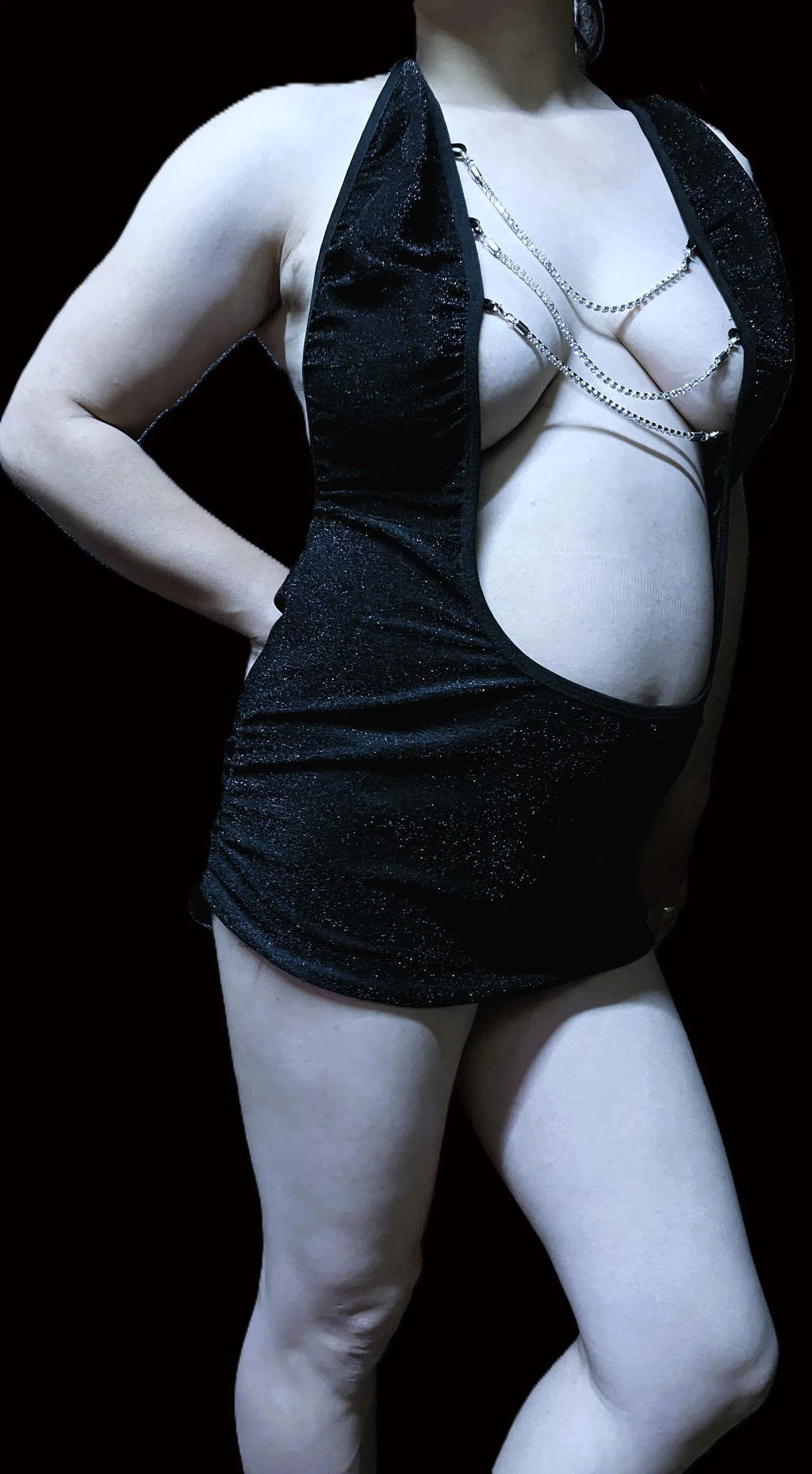 Odhni — Two-Piece Halter Mini Dress & Panty Set with Body Chain