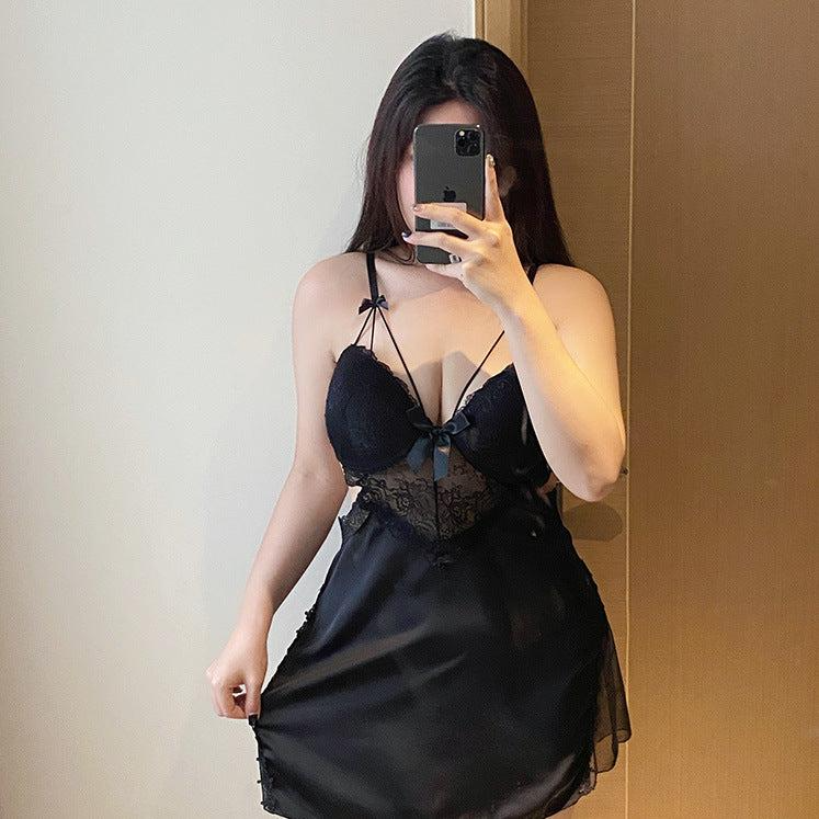 Satin Lace Babydoll Lingerie Set