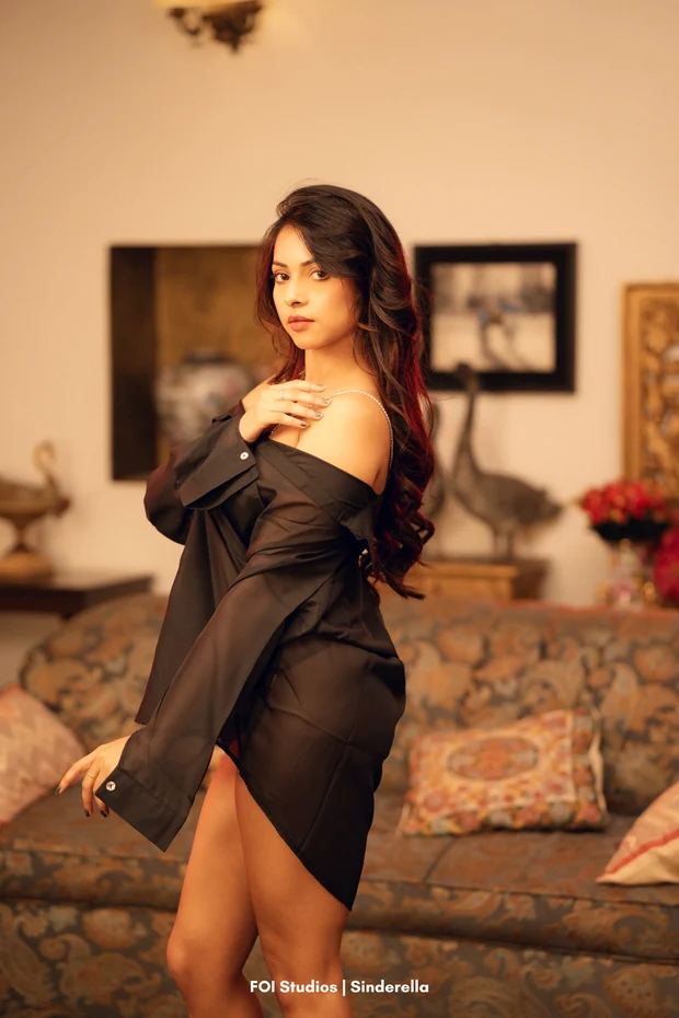 Rekha — Three-Piece Sheer Button-Front Shirt Set with Bottom & Shoulder Chain